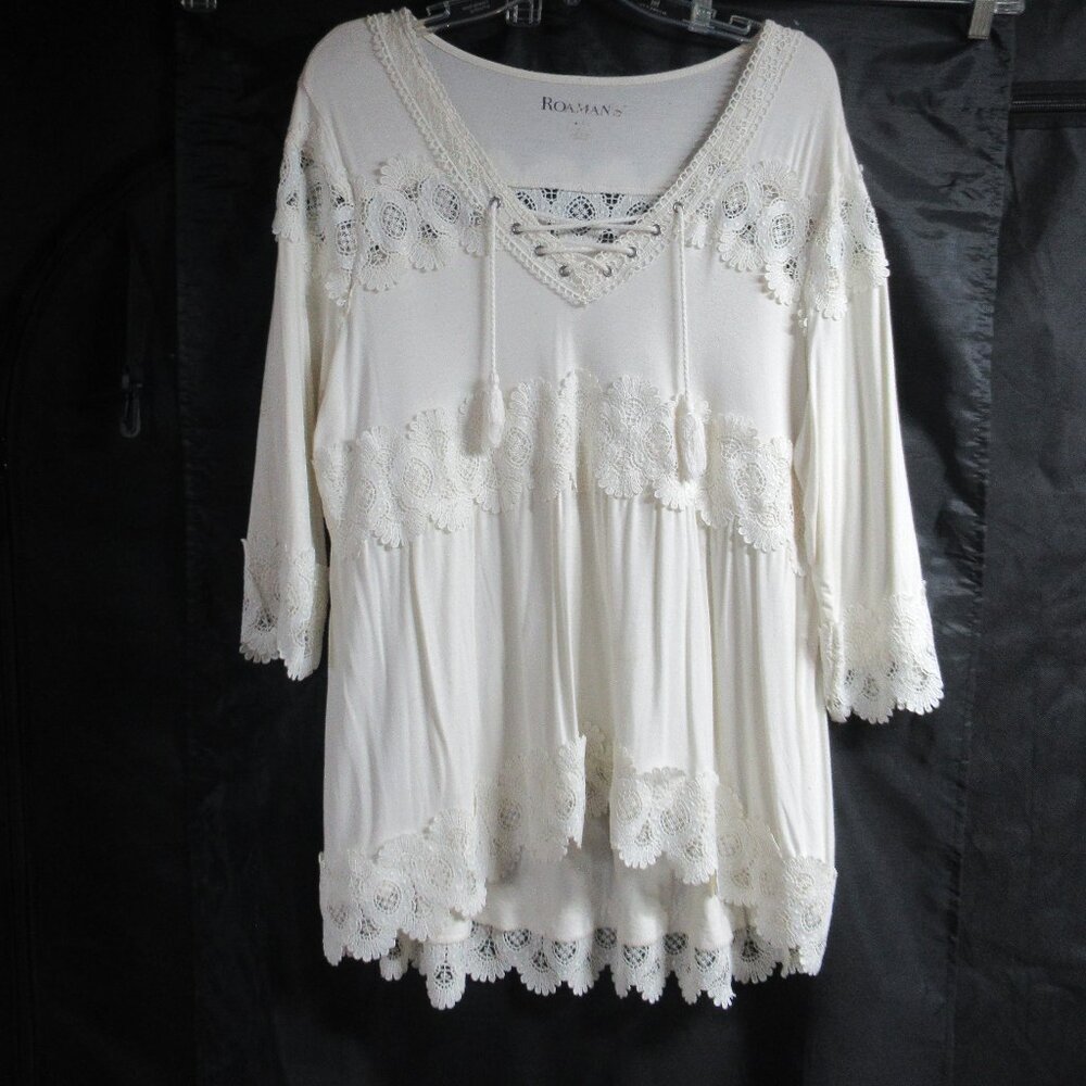 White Boho Romantic Crochet Detail Tunic